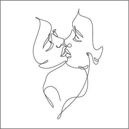 Square Canvas Couple Kissing Line Art High Quality Print 100% Australian Made