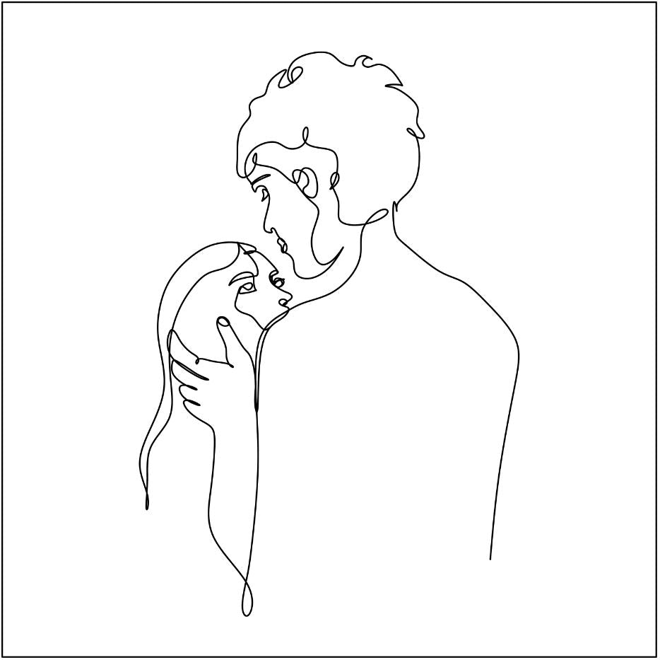 Square Canvas Couple Kissing Line Art High Quality Print 100% Australian Made