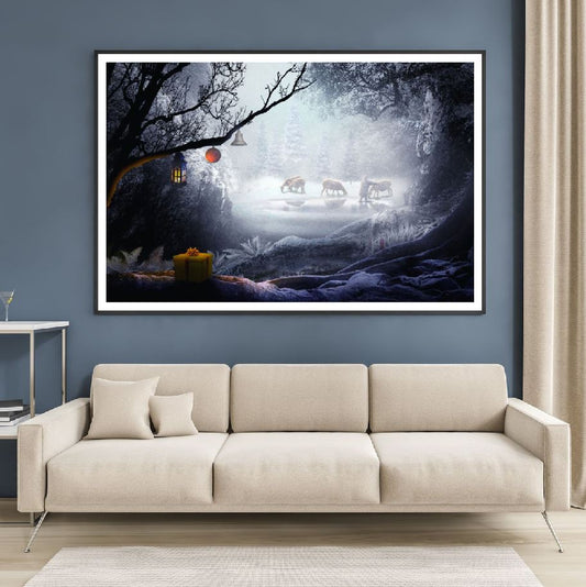 Sheeps & Shepherd in Misty Forest Home Decor Premium Quality Poster Print Choose Your Sizes