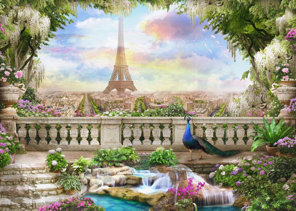 Wallpaper Murals Peel and Stick Removable Eiffel Tower & View from a Building High Quality