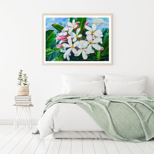 White Flowers Watercolor Painting Home Decor Premium Quality Poster Print Choose Your Sizes