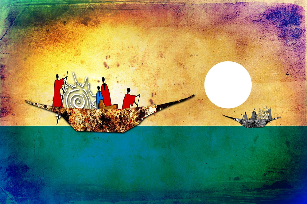 Ancient Boat on Sea Painting Home Decor Premium Quality Poster Print Choose Your Sizes