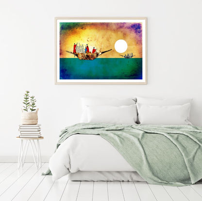 Ancient Boat on Sea Painting Home Decor Premium Quality Poster Print Choose Your Sizes