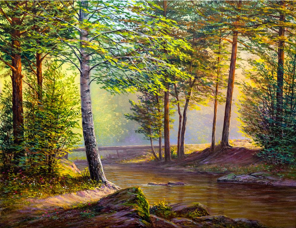 Forest Scenery Oil Painting Home Decor Premium Quality Poster Print Choose Your Sizes