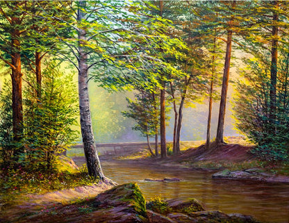 Forest Scenery Oil Painting Home Decor Premium Quality Poster Print Choose Your Sizes