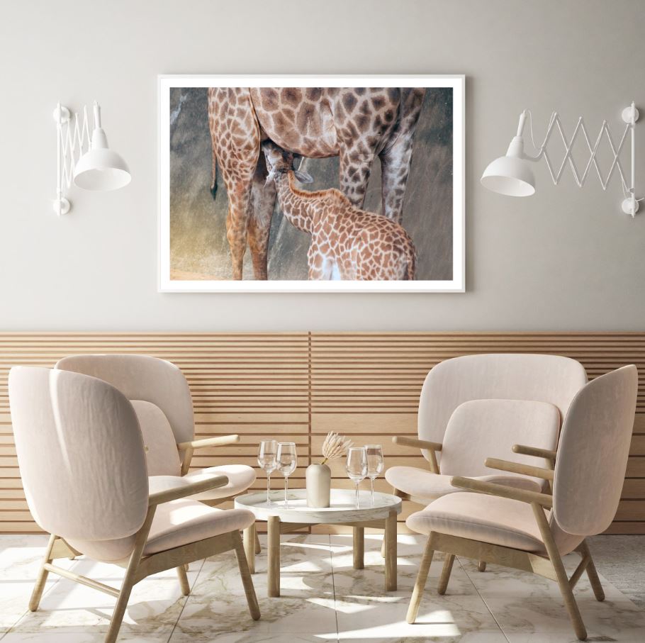 Giraffe & Baby Oil Painting Home Decor Premium Quality Poster Print Choose Your Sizes
