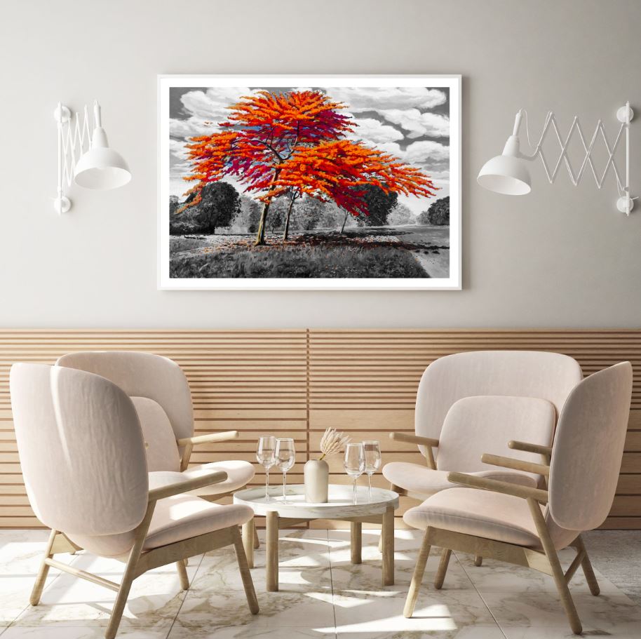 Orange Trees B&W Oil Painting Home Decor Premium Quality Poster Print Choose Your Sizes