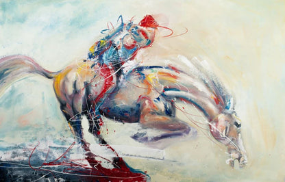 Horse & Rider Abstract Painting Home Decor Premium Quality Poster Print Choose Your Sizes