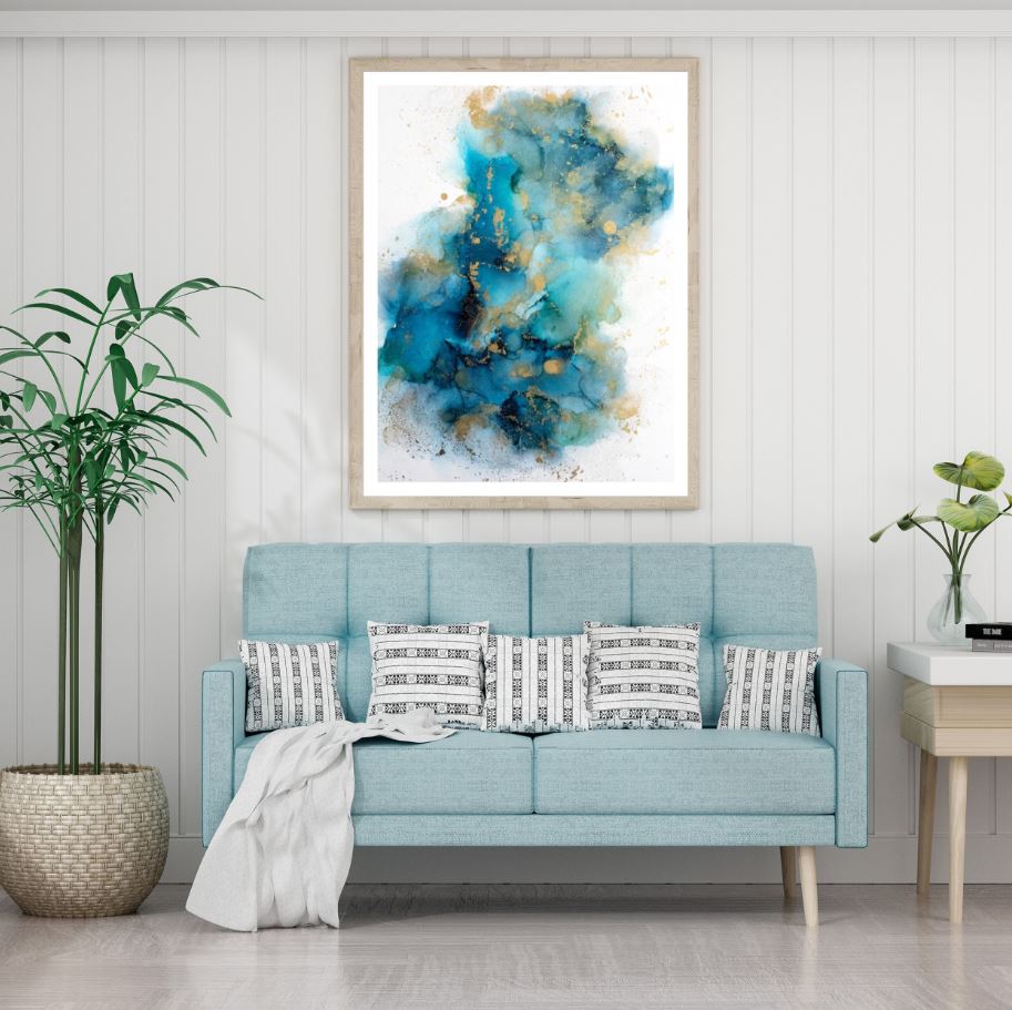 Blue & Gold Abstract Design Home Decor Premium Quality Poster Print Choose Your Sizes