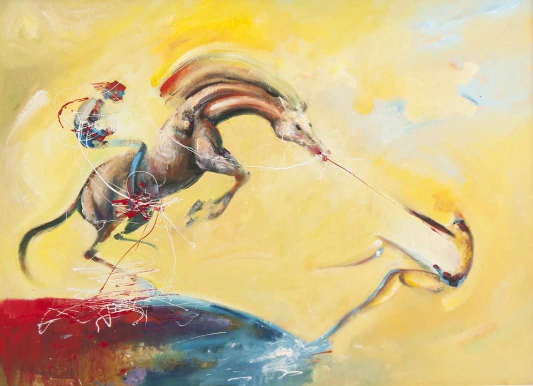 Horse & Rider Abstract Painting Home Decor Premium Quality Poster Print Choose Your Sizes