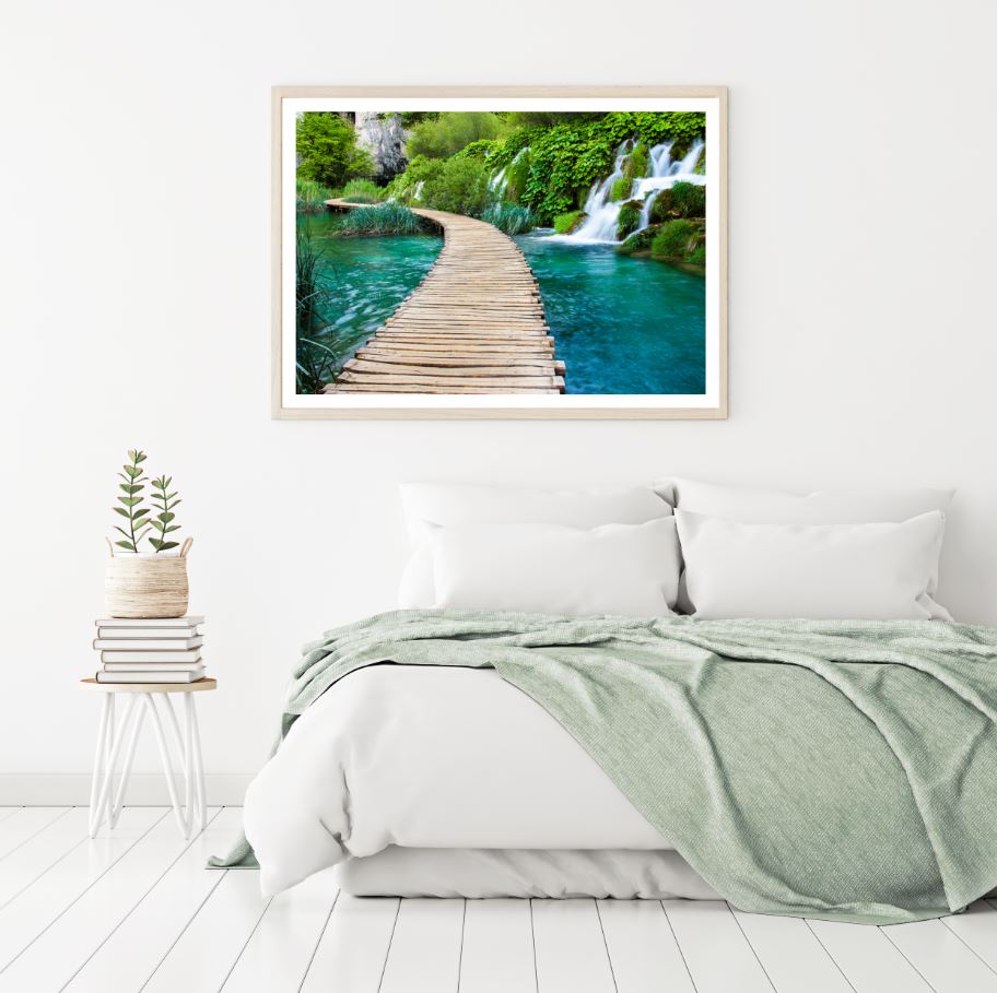 Wooden Pier Over Waterstream View Home Decor Premium Quality Poster Print Choose Your Sizes