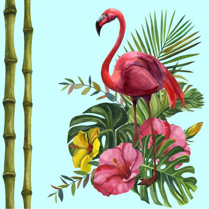 Square Canvas Flamingo Bird on Floral Bunch Art High Quality Print 100% Australian Made