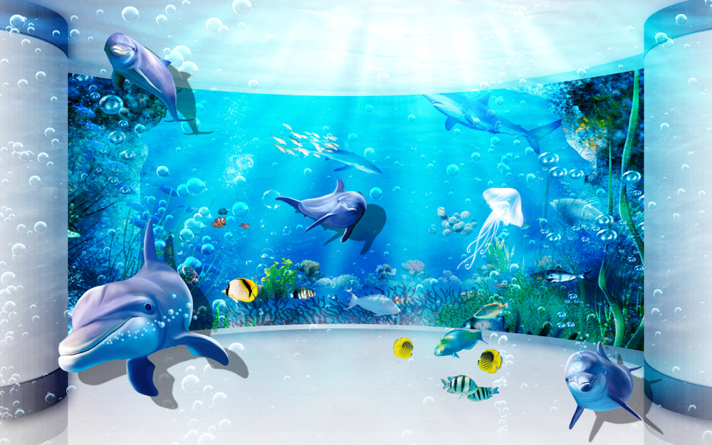 Wallpaper Murals Peel and Stick Removable Underwater Fish Swimming View High Quality