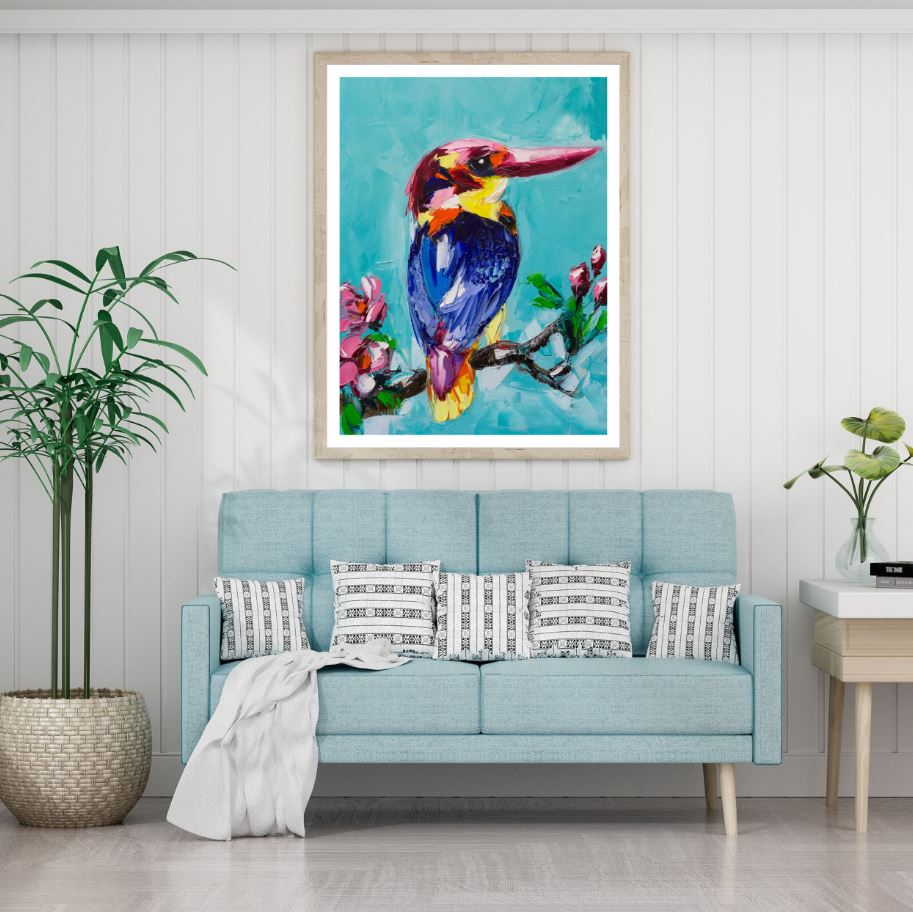 Kingfisher Bird Oil Painting Home Decor Premium Quality Poster Print Choose Your Sizes