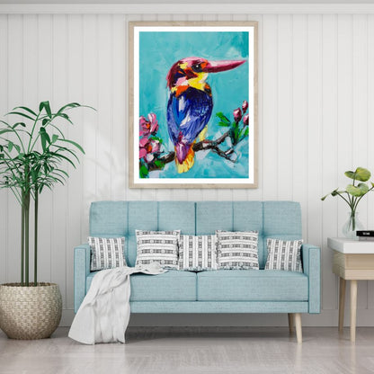 Kingfisher Bird Oil Painting Home Decor Premium Quality Poster Print Choose Your Sizes