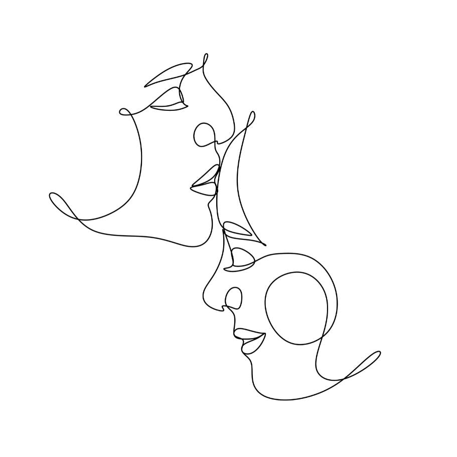 Square Canvas Man Kissing Woman Line Art High Quality Print 100% Australian Made