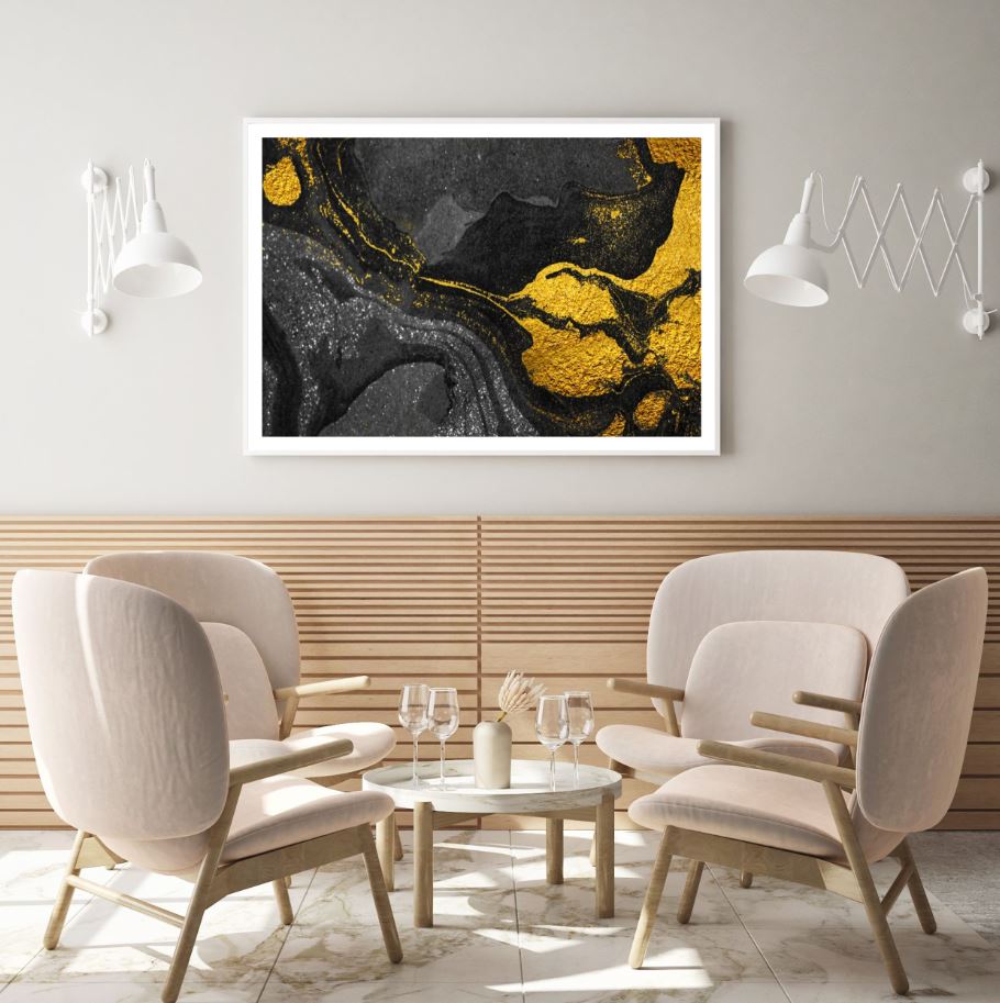 Gold & Black Abstract Design Home Decor Premium Quality Poster Print Choose Your Sizes