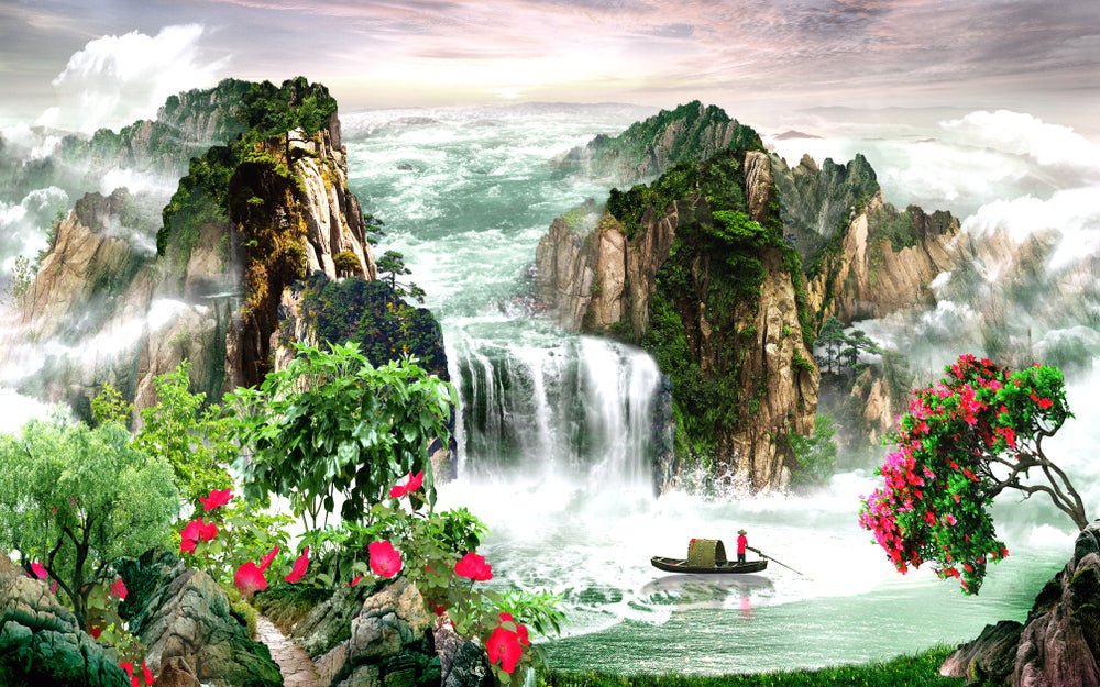 Stunning Waterfall Landscape Painting Print 100% Australian Made
