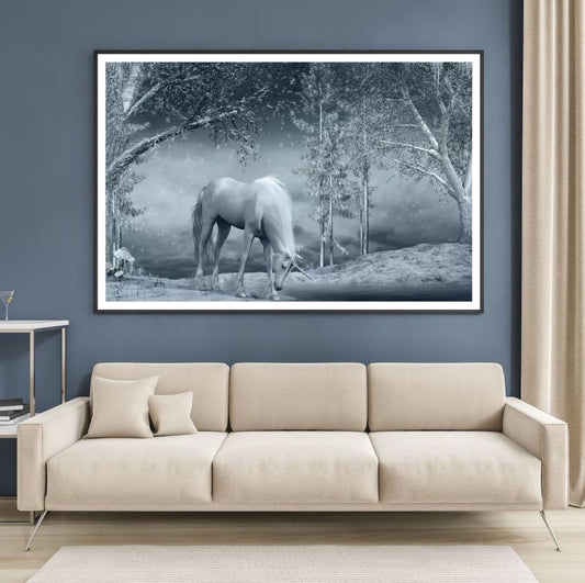 Unicorn B&W Watercolor Painting Home Decor Premium Quality Poster Print Choose Your Sizes