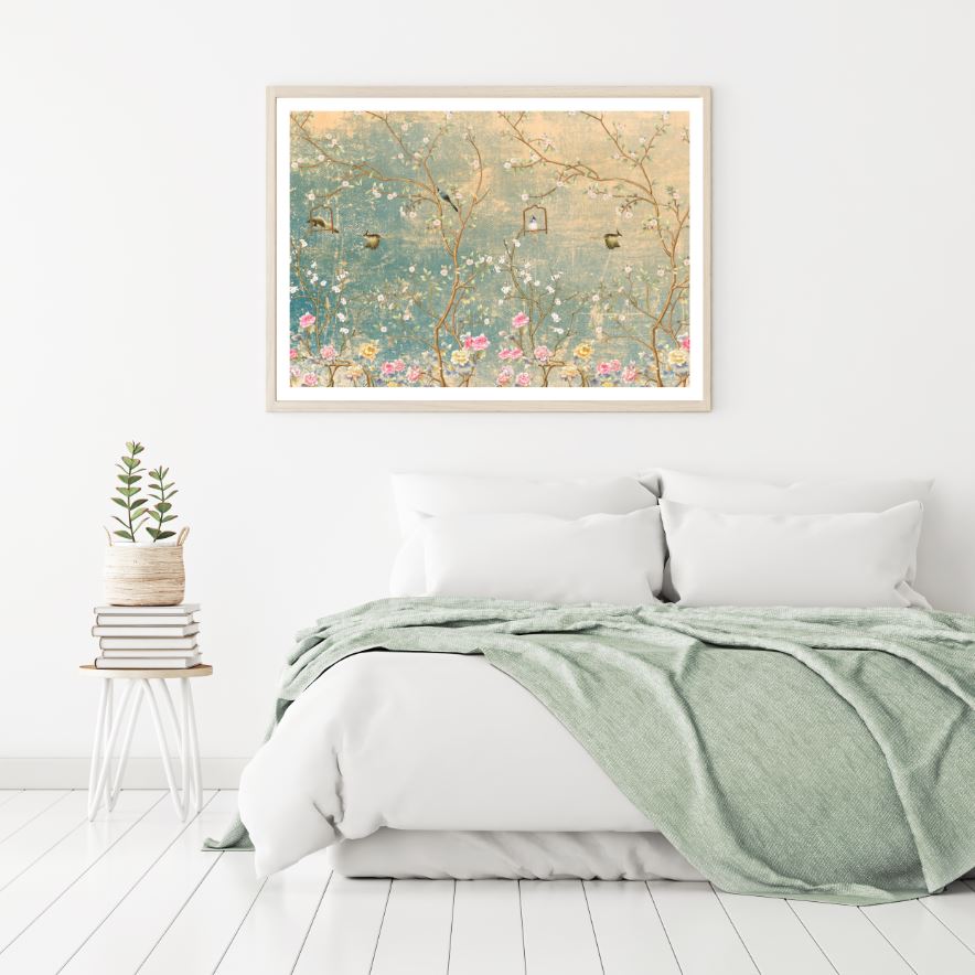 Birds & Flower Trees Painting Home Decor Premium Quality Poster Print Choose Your Sizes