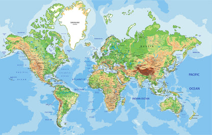 World Map Vector Art Print 100% Australian Made