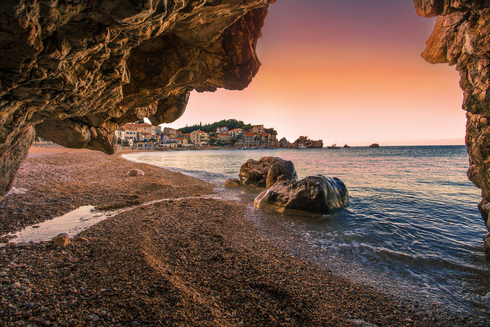 Beach Cave Sunset Beach View Print 100% Australian Made