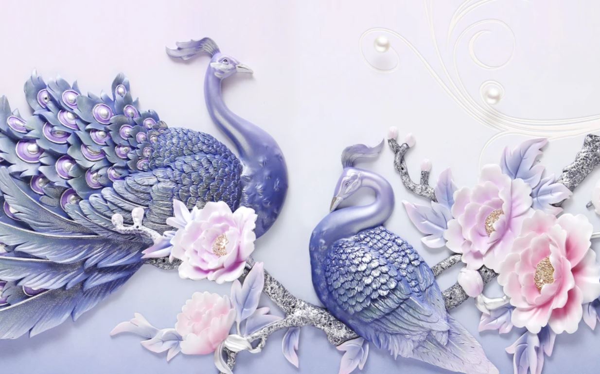 Peacock & Floral 3D Design Home Decor Premium Quality Poster Print Choose Your Sizes