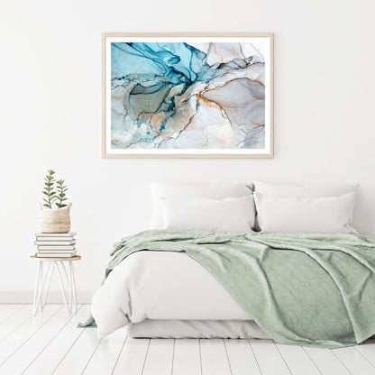 Blue White & Gold Abstract Design Home Decor Premium Quality Poster Print Choose Your Sizes