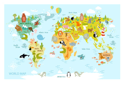 Wallpaper Murals Peel and Stick Removable World Map High Quality