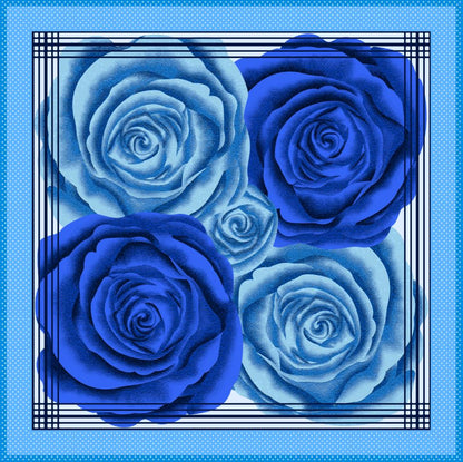 Square Canvas Blue Rose Flower Painting High Quality Print 100% Australian Made