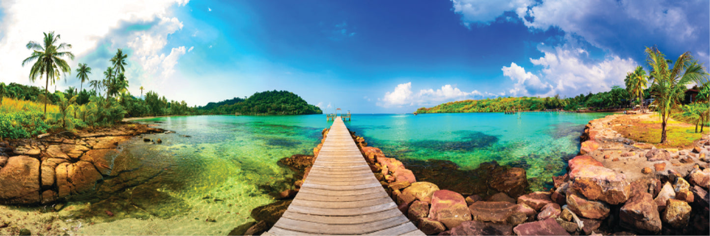 Panoramic Canvas Beach Pier & Tree View High Quality 100% Australian made wall Canvas Print ready to hang