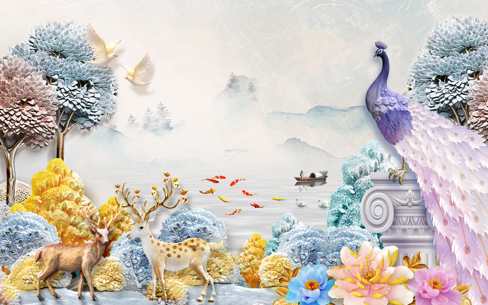 Wallpaper Murals Peel and Stick Removable Animals & Nature Colourful Design High Quality