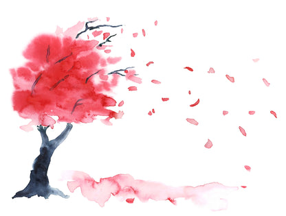 Red Tree Watercolor Painting Print 100% Australian Made