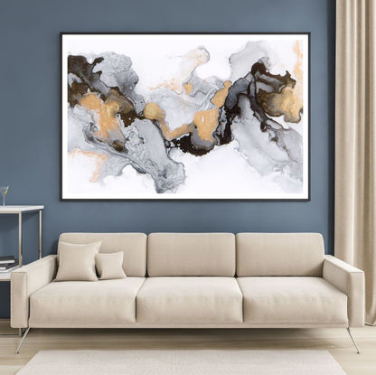 Gold & Grey Abstract Design Home Decor Premium Quality Poster Print Choose Your Sizes