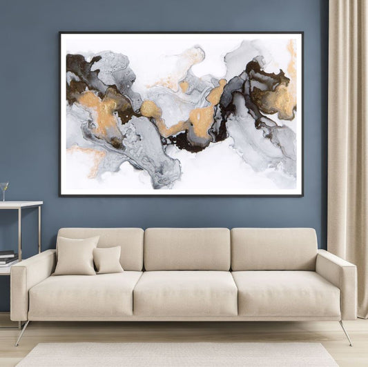 Gold & Grey Abstract Design Home Decor Premium Quality Poster Print Choose Your Sizes