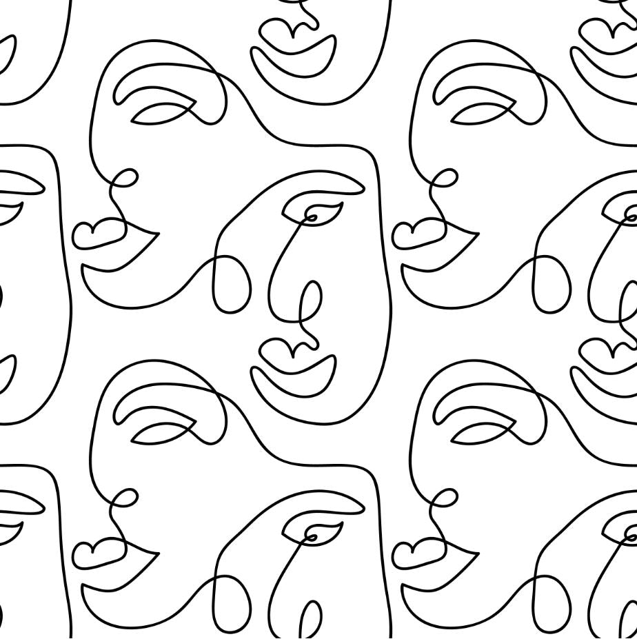 Square Canvas Faces Pattern Line Art High Quality Print 100% Australian Made