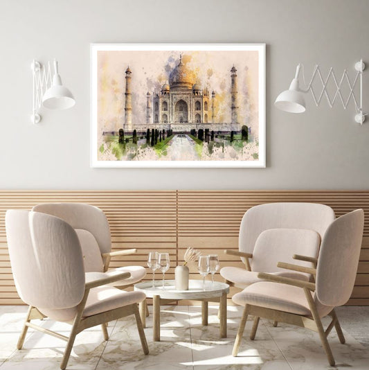 Taj Mahal Watercolor Painting Home Decor Premium Quality Poster Print Choose Your Sizes