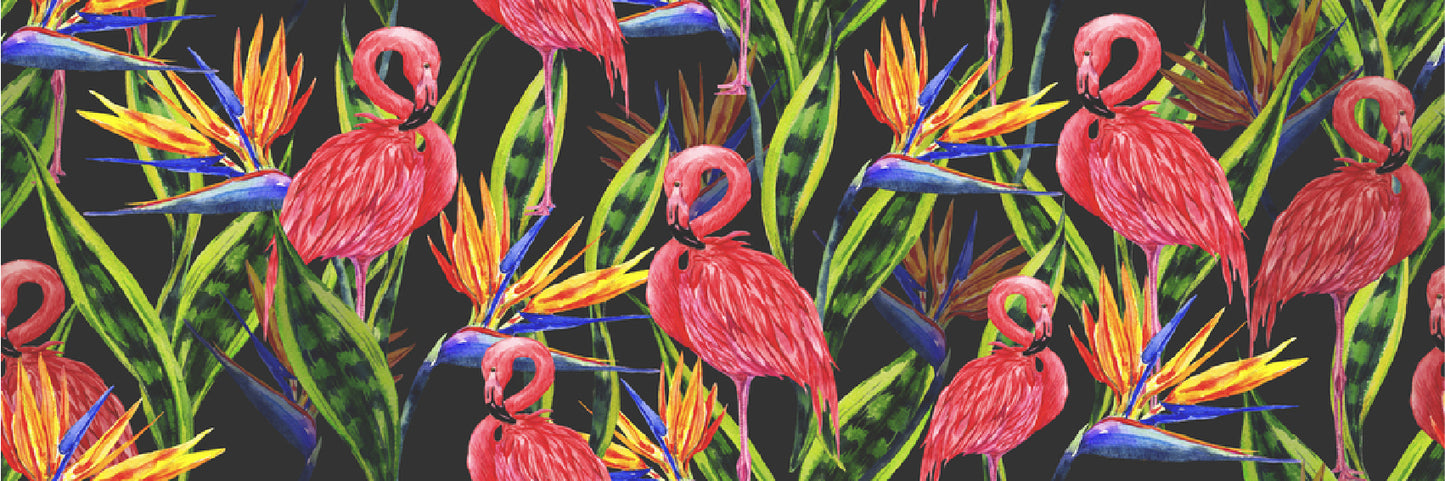 Panoramic Canvas Flamingo Birds & Floral Painting High Quality 100% Australian made wall Canvas Print ready to hang