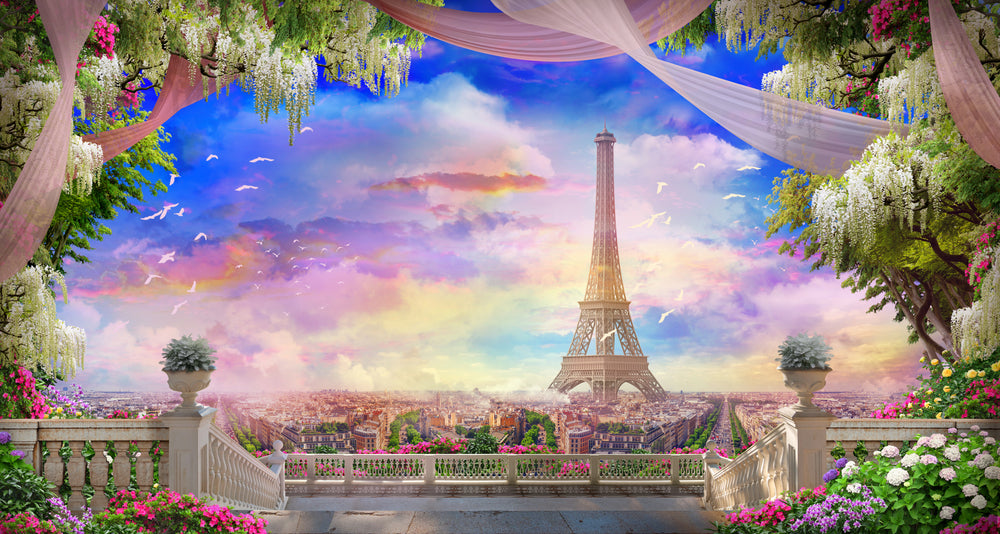 Wallpaper Murals Peel and Stick Removable Eiffel Tower & Nature View High Quality