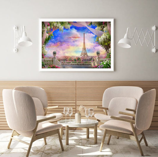 Eiffel Tower & Balcony Digital Home Decor Premium Quality Poster Print Choose Your Sizes