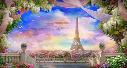 Eiffel Tower & Balcony Digital Home Decor Premium Quality Poster Print Choose Your Sizes