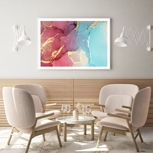 Blue Pink & Gold Abstract Design Home Decor Premium Quality Poster Print Choose Your Sizes