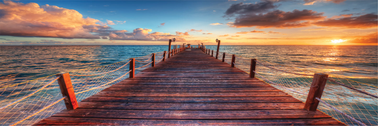 Panoramic Canvas Stunning Beach Pier Sunset High Quality 100% Australian made wall Canvas Print ready to hang