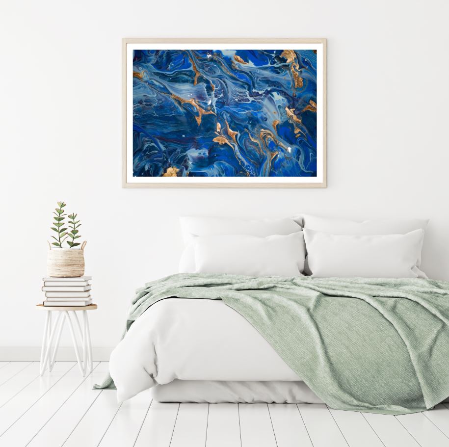 Blue & Gold Abstract Design Home Decor Premium Quality Poster Print Choose Your Sizes