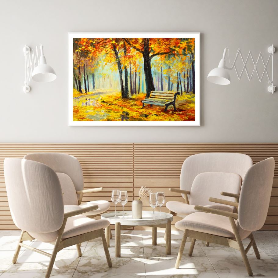 Autumn Trees Park Oil Painting Home Decor Premium Quality Poster Print Choose Your Sizes