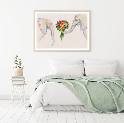 Elephants & Flower Bouquet Painting Home Decor Premium Quality Poster Print Choose Your Sizes