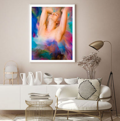 Girl & Abstract Cloud Design Home Decor Premium Quality Poster Print Choose Your Sizes