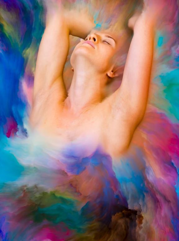 Girl & Abstract Cloud Design Home Decor Premium Quality Poster Print Choose Your Sizes