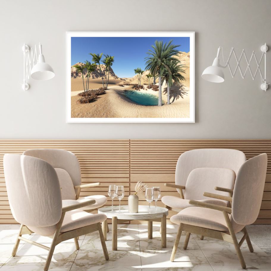 Desert Waterhole Scenery View Home Decor Premium Quality Poster Print Choose Your Sizes