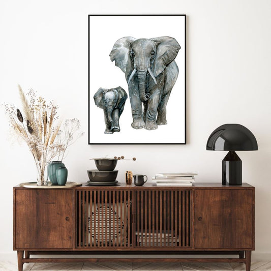 Grey Elephants Watercolor Paint Home Decor Premium Quality Poster Print Choose Your Sizes